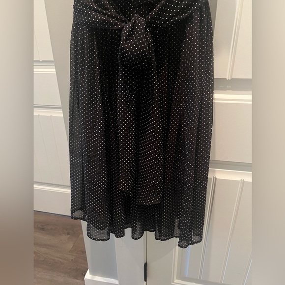 100% Silk Black and white polka dot midi dress - Picture 5 of 7